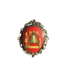 Vintage liberty bell pendant brooch